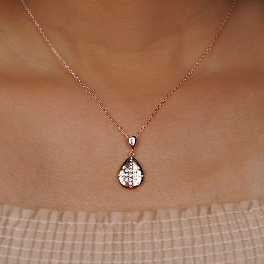 Rose Radiance Teardrop Pendant Necklace