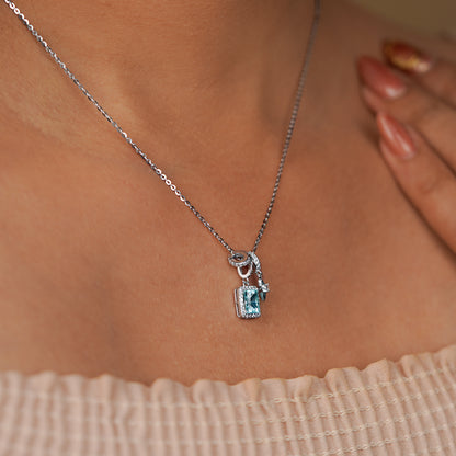 Azure Radiance Halo Pendant Necklace