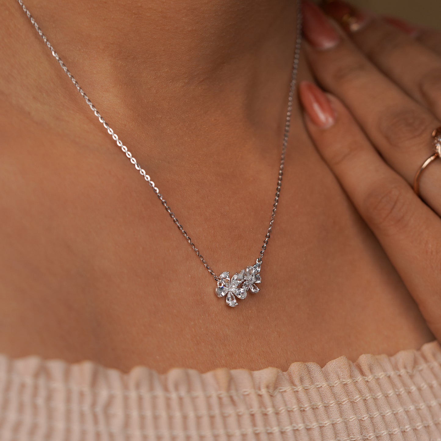 Crystal Blossom Cluster Necklace