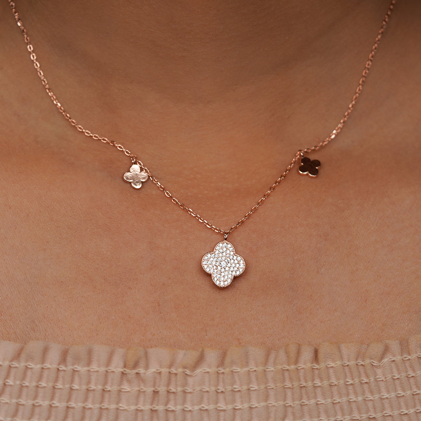 Radiant Clover Elegance Pendant Necklace