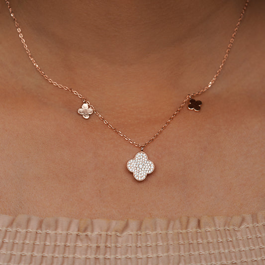 Radiant Clover Elegance Pendant Necklace