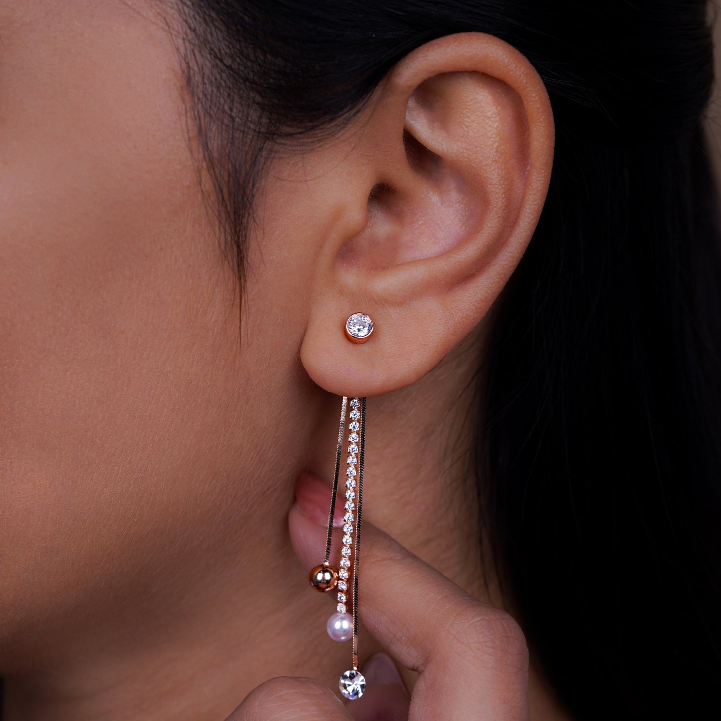 Celeste Dual-Drop Diamond Dangler Earrings