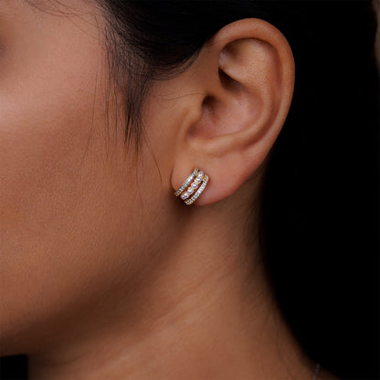 Pearl Aura Diamond Huggy Hoop Earrings