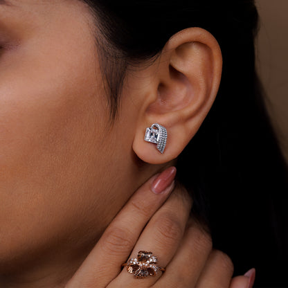 Celeste Arc Diamond Statement Stud Earrings