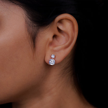 Radiant Duo Cushion-Cut Diamond Stud Earrings