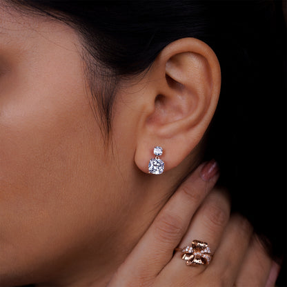 Radiant Duo Cushion-Cut Diamond Stud Earrings