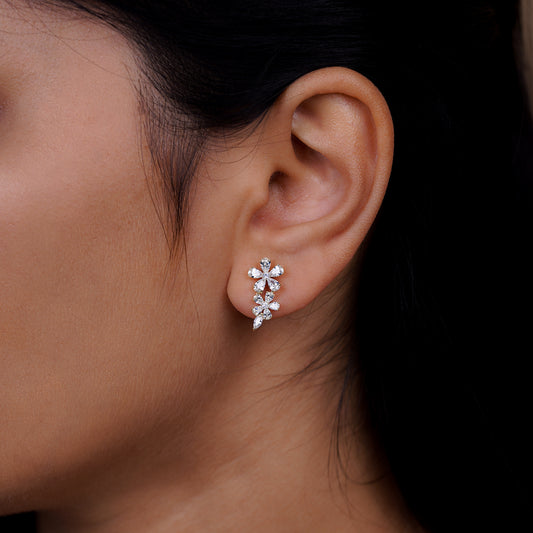 Crystal Petal Cascade Stud Earrings