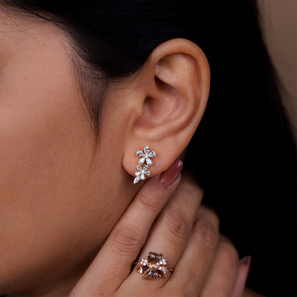 Crystal Petal Cascade Stud Earrings