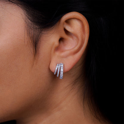 Radiant Cascade Baguette Layered Hoop Earrings