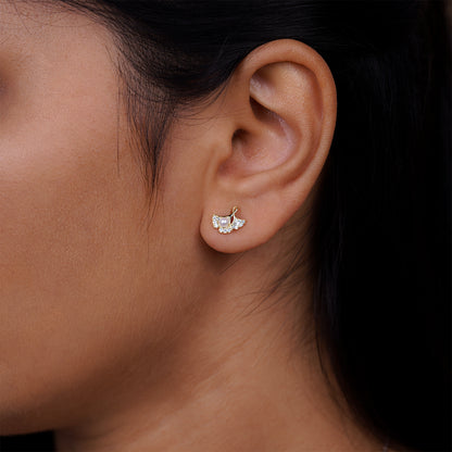 Opal Glow Petite Leaf Stud Earrings