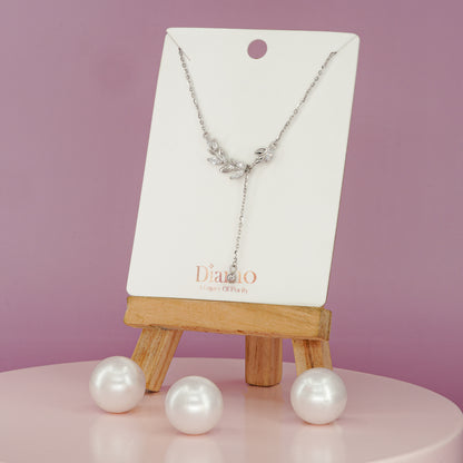 Silver Leaf Lariat Necklace