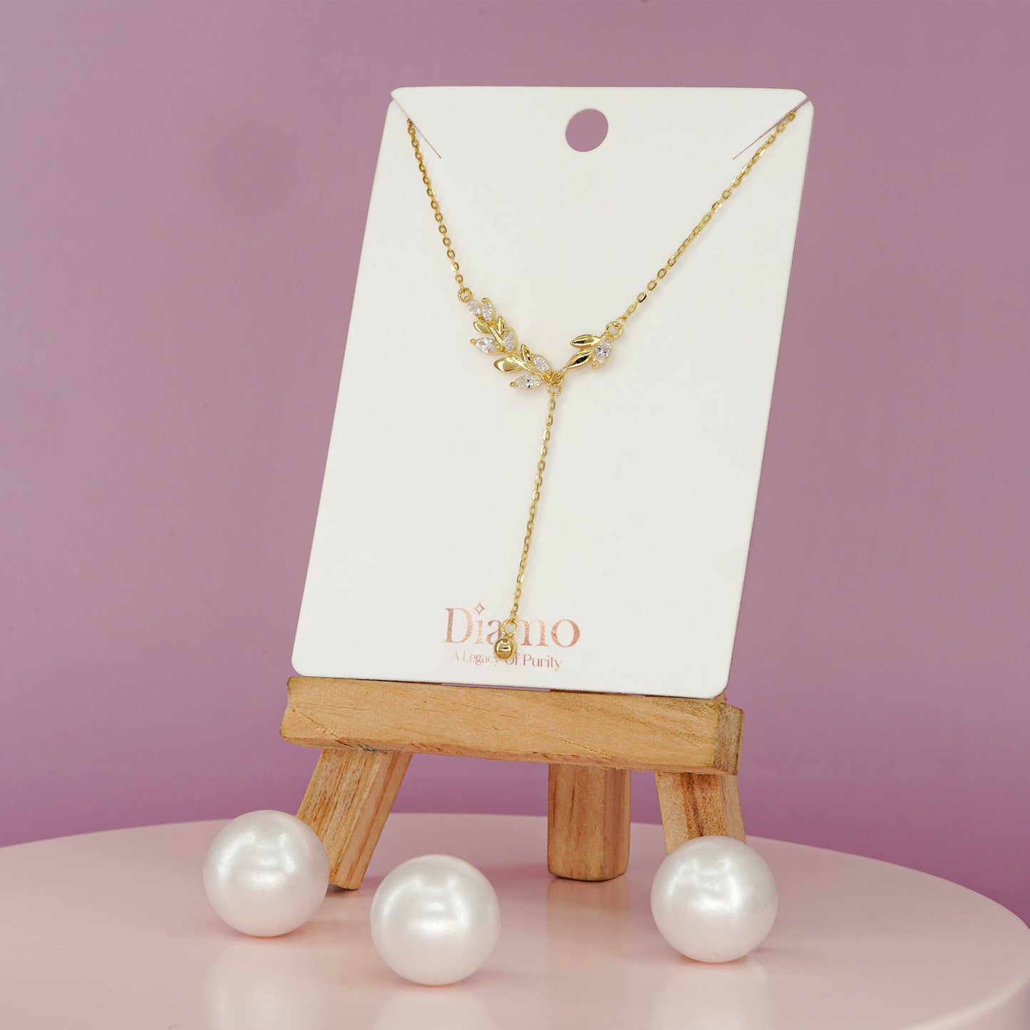 Silver Leaf Lariat Necklace