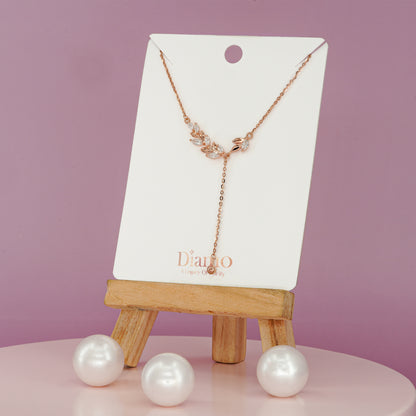 Silver Leaf Lariat Necklace