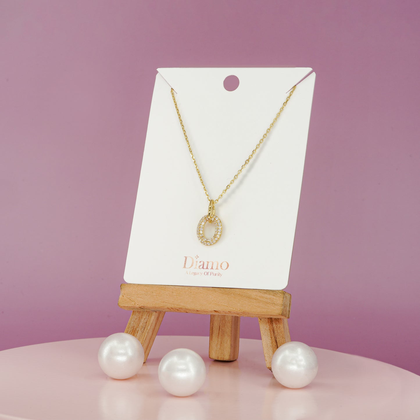 Luna Halo Oval Pendant Necklace