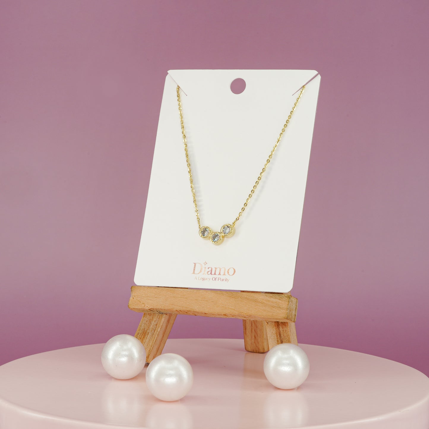 Trio Gleam Bezel-Set Crystal Necklace