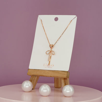 Bow Heart Drop Necklace