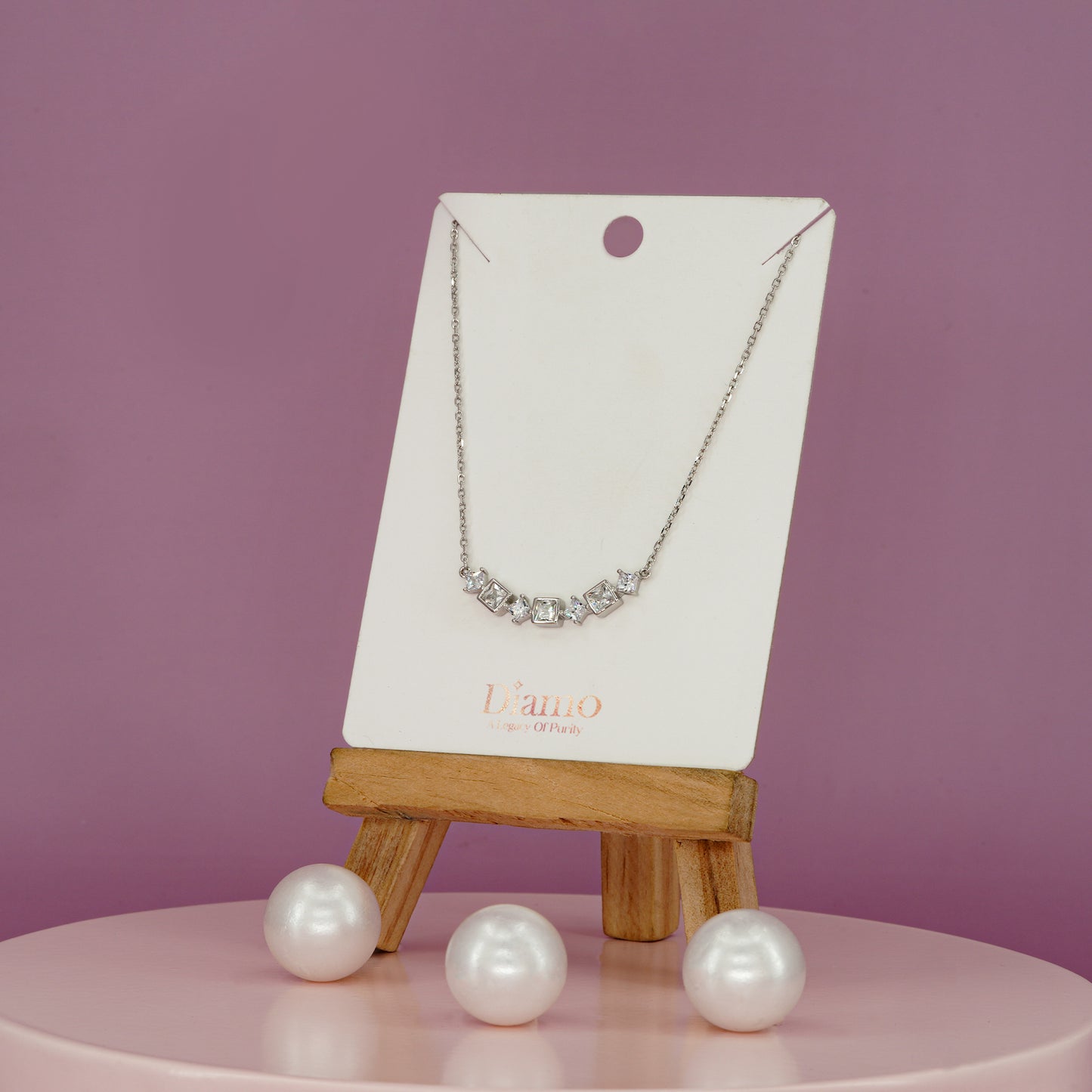 Celeste Princess Cut Bar Necklace