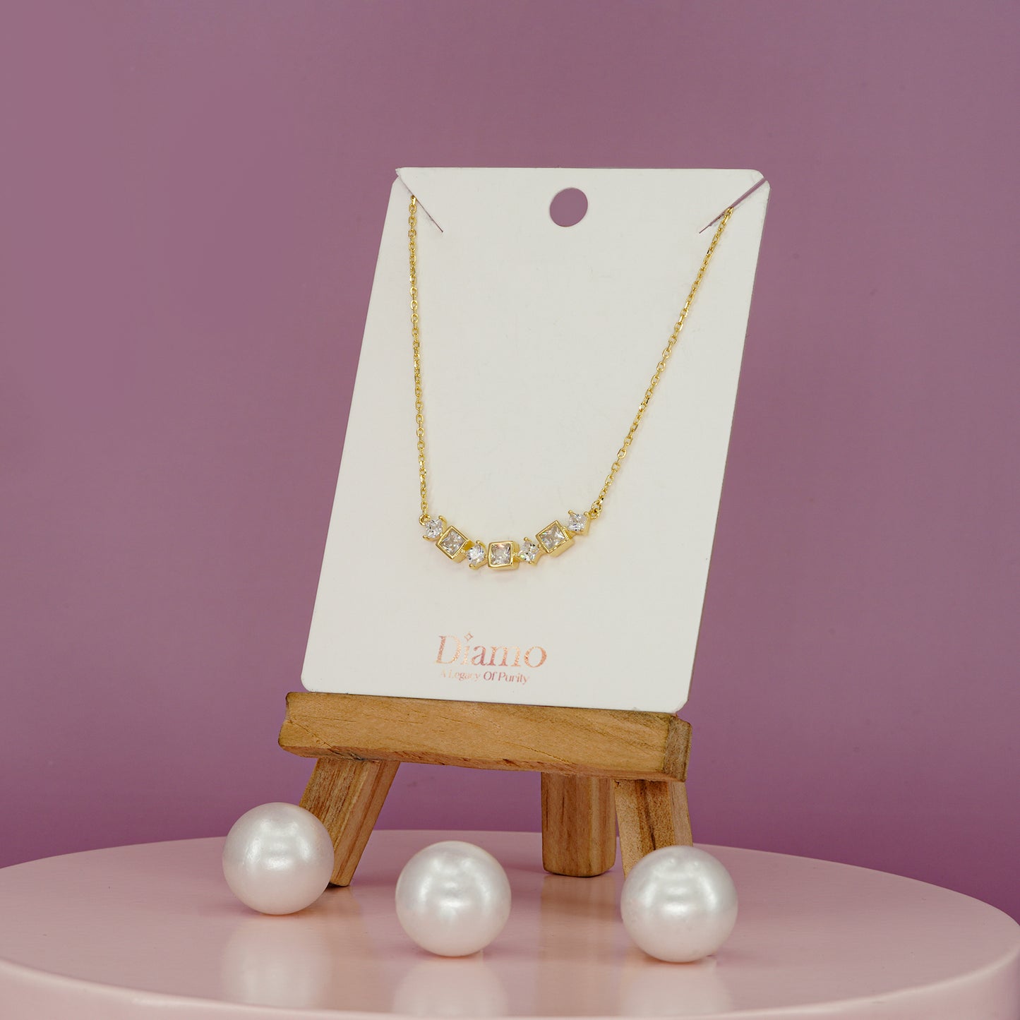 Celeste Princess Cut Bar Necklace
