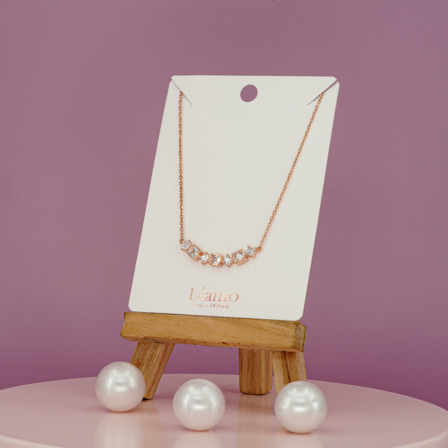 Celeste Princess Cut Bar Necklace