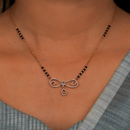 Infinity Swirl Mangalsutra Necklace with Teardrop Charm