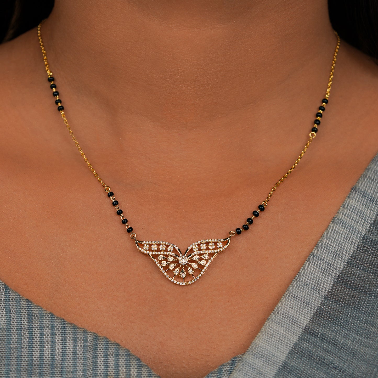 Aarika Butterfly Mangalsutra Necklace