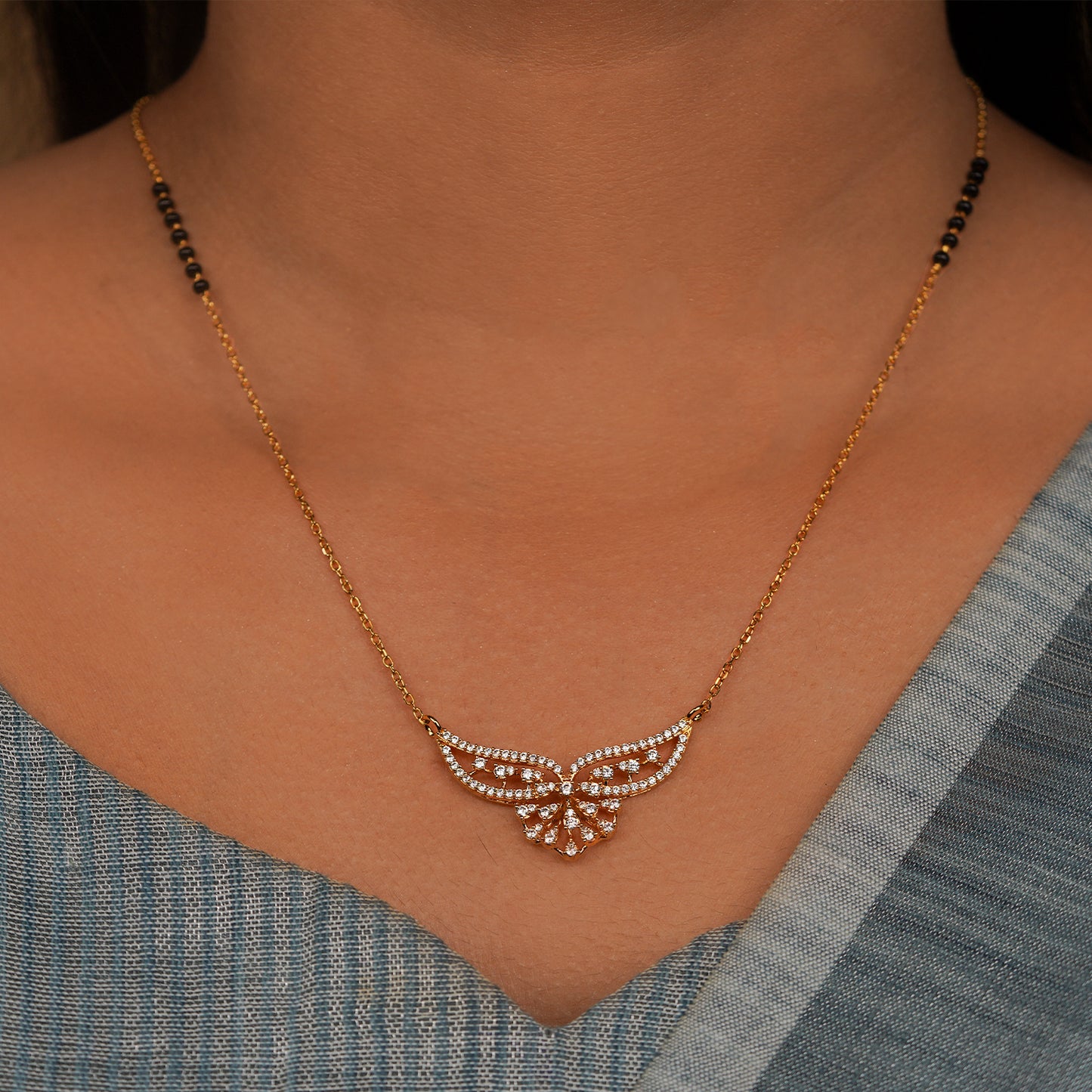 Suhani Sparkle Butterfly Mangalsutra Pendant Necklace