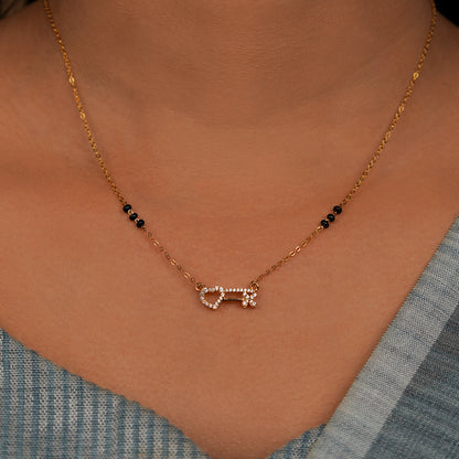 Diamond Heart Key Mangalsutra Necklace