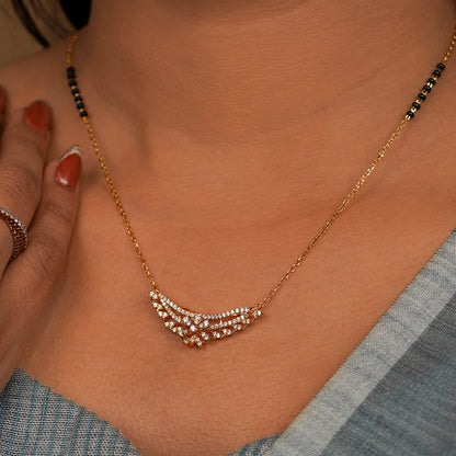 Triveni Sparkle Curve Mangalsutra Necklace