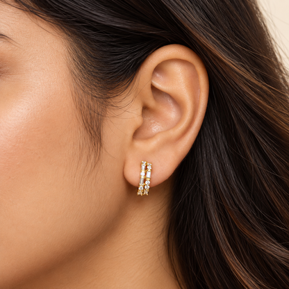 Celeste Baguette Sparkle Hoops