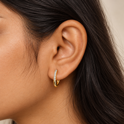 Sienna Half Sparkle Hoops