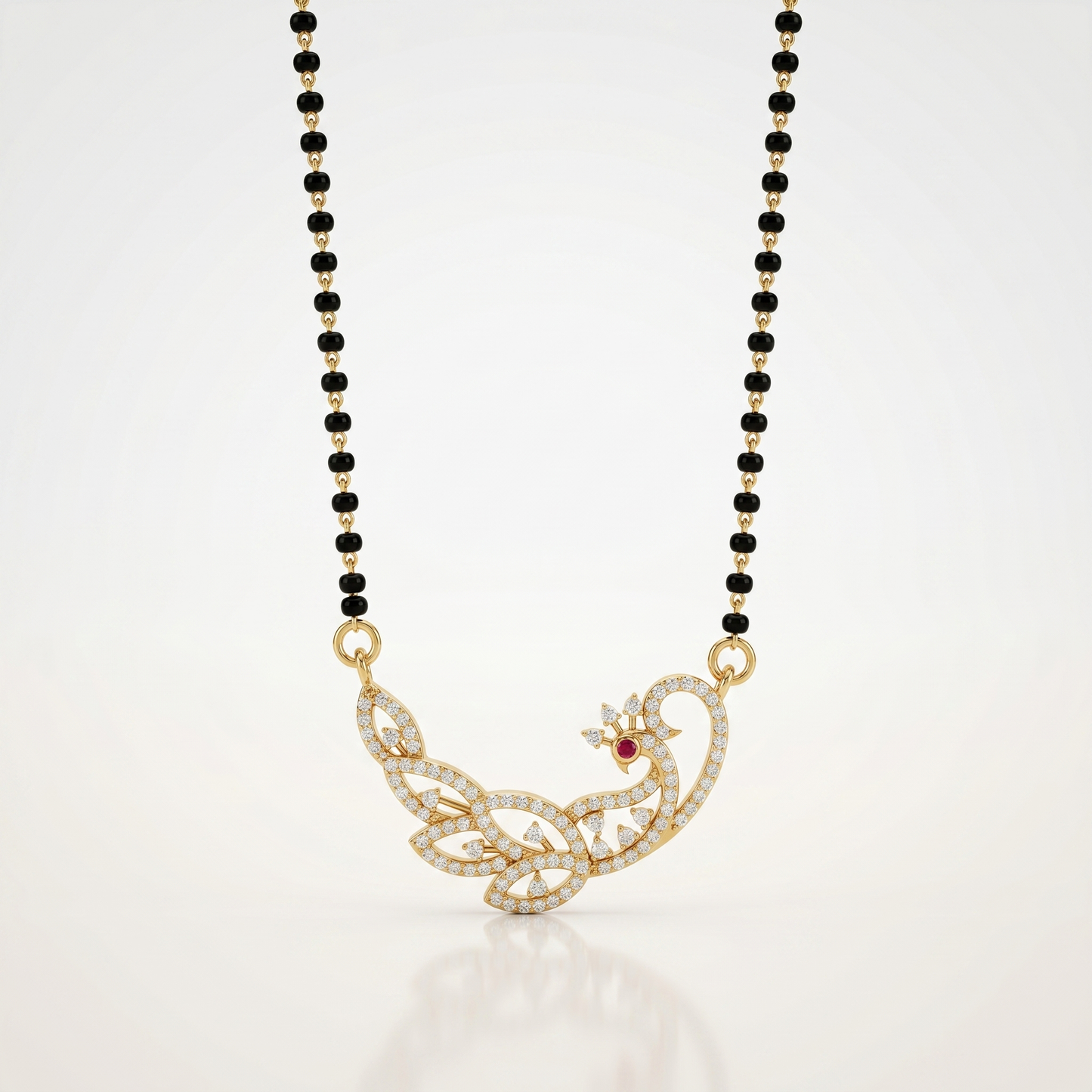 Diamond Peacock Motif Mangalsutra Necklace