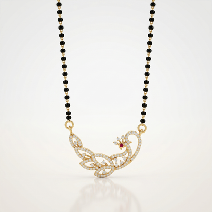 Diamond Peacock Motif Mangalsutra Necklace