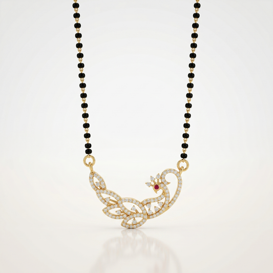 Diamond Peacock Motif Mangalsutra Necklace