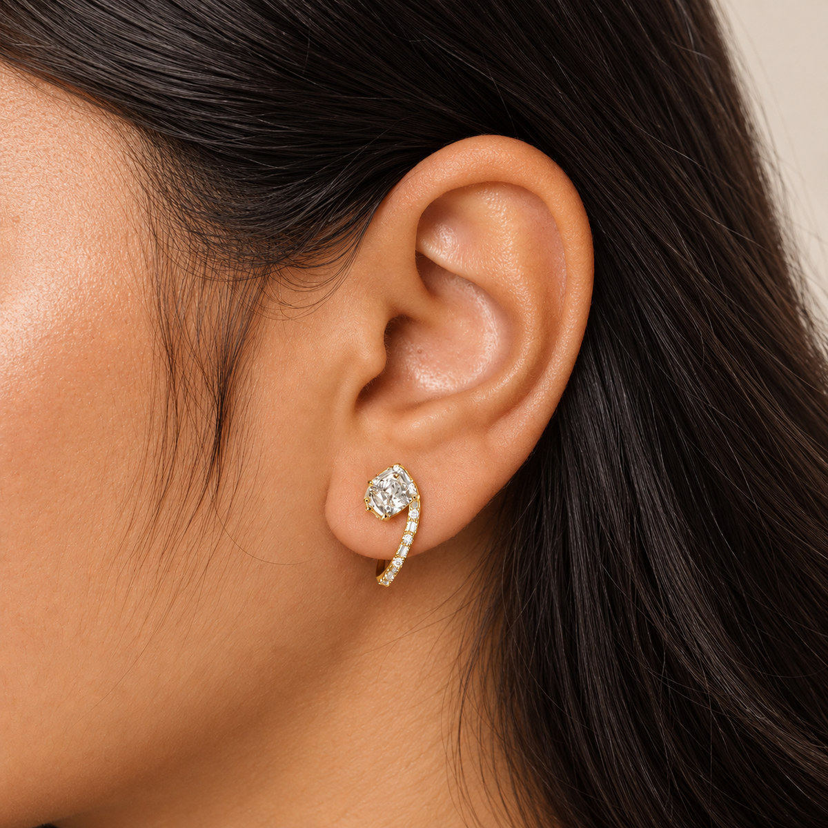 Celina Cushion Sparkle Hoops