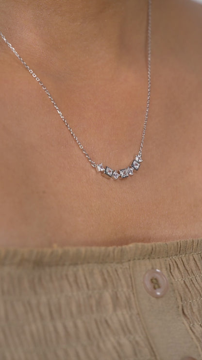 Celeste Princess Cut Bar Necklace