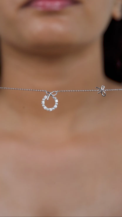 Whimsy Bow & Pearl Halo Necklace