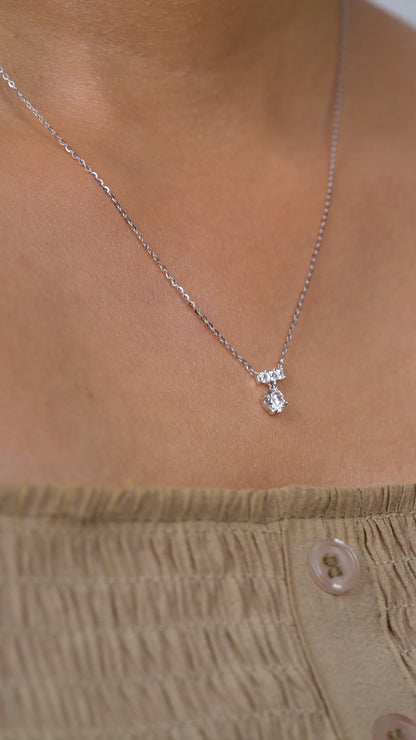 Luna Teardrop Solitaire Pendant Necklace
