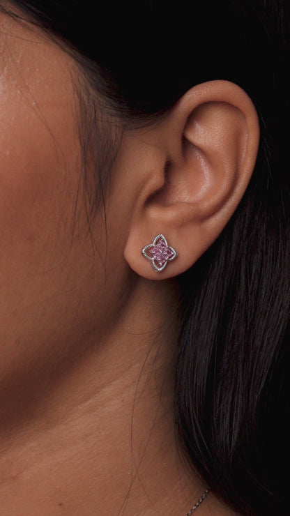 Blush Petal Princess-Cut Stud Earrings