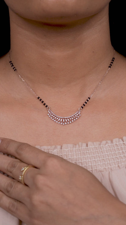 Elegant 925 Silver Diamond Cut Mangalsutra