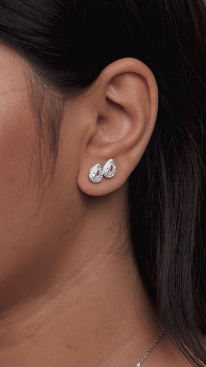 Aurora Twin Teardrop Diamond Stud Earrings