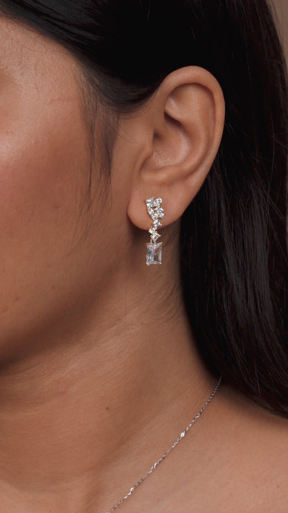 Royal Emerald-Cut Crystal Drop Earrings