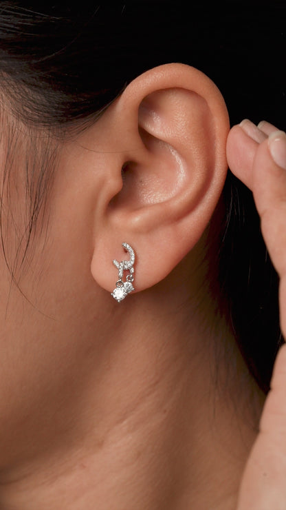 Sparkling Crystal Curve Drop Earrings