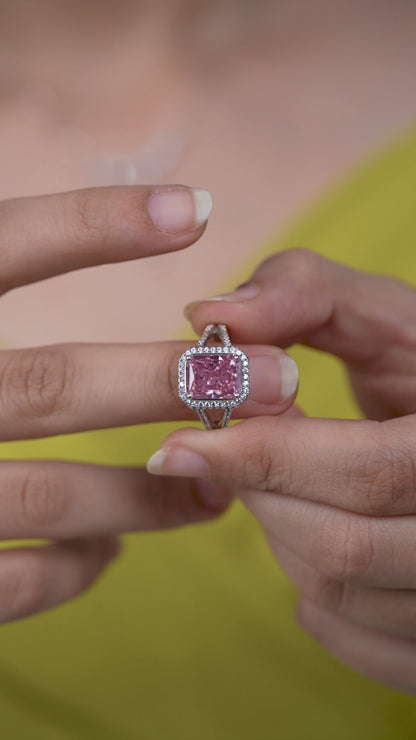 Glossy Pink Twilight Ember Ring