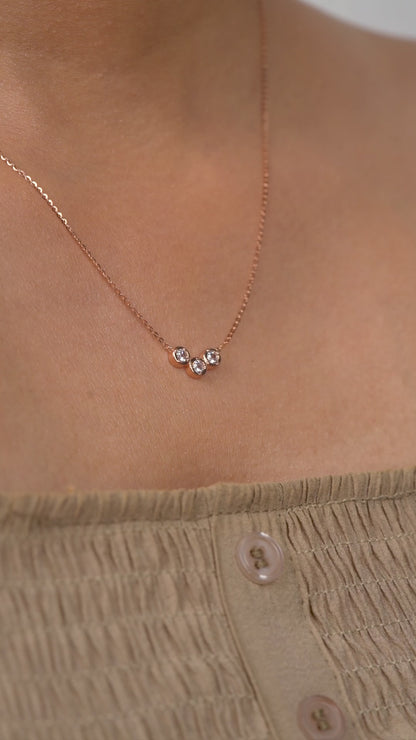 Trio Gleam Bezel-Set Crystal Necklace