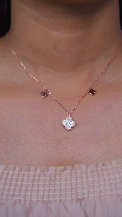 Radiant Clover Elegance Pendant Necklace