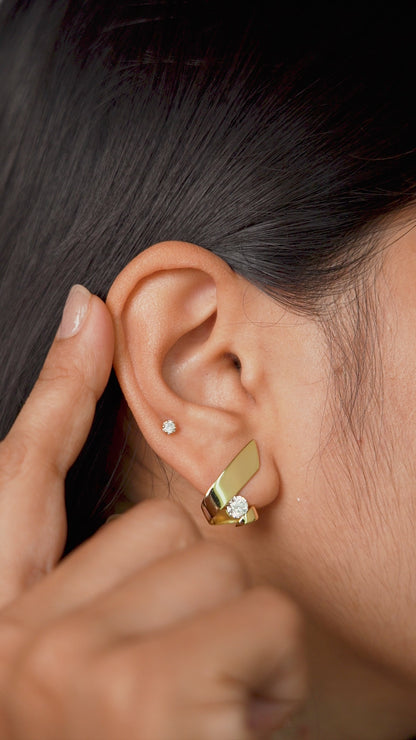 Sculpted Luxe Solitaire Earrings