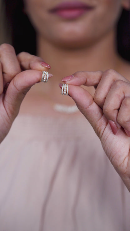 Pearl Aura Diamond Huggy Hoop Earrings