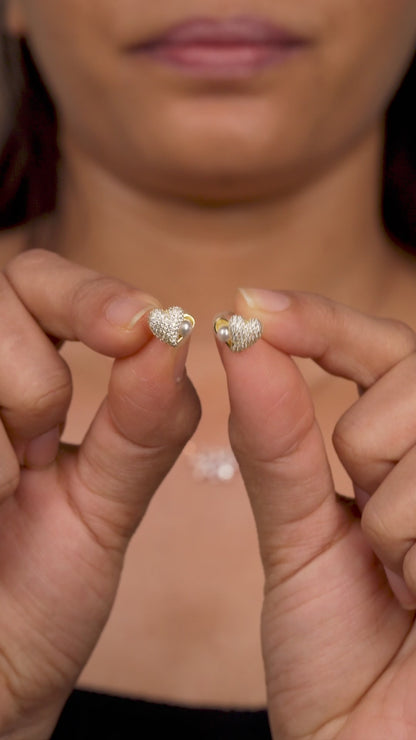 Pearl Heart Necklace & Earrings Set