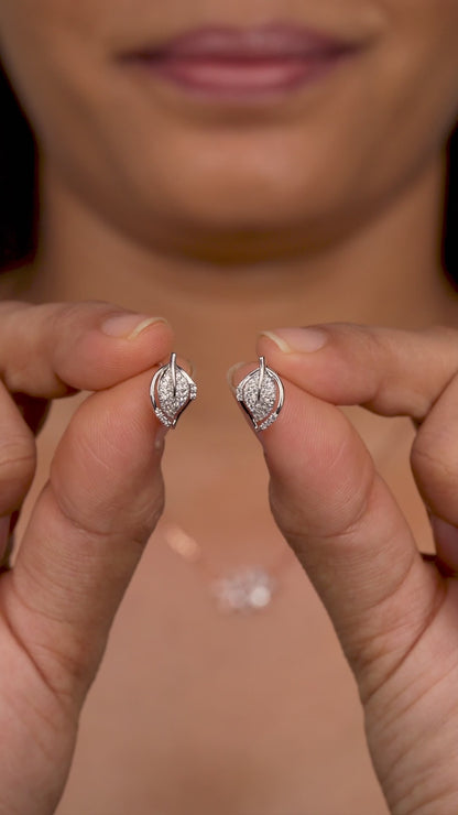 Leaf Whisper Diamond-Cut Stud Earrings