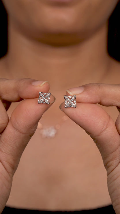 Lustrous Fleur Diamond Studs
